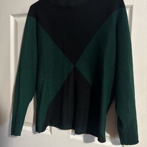 Classic Colorblock Crewneck Sweater - Black & Dark Green